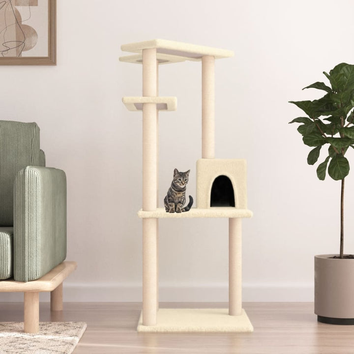 Ansamblu Pisici Cu Stâlpi Din Funie Sisal, , 123 Cm
