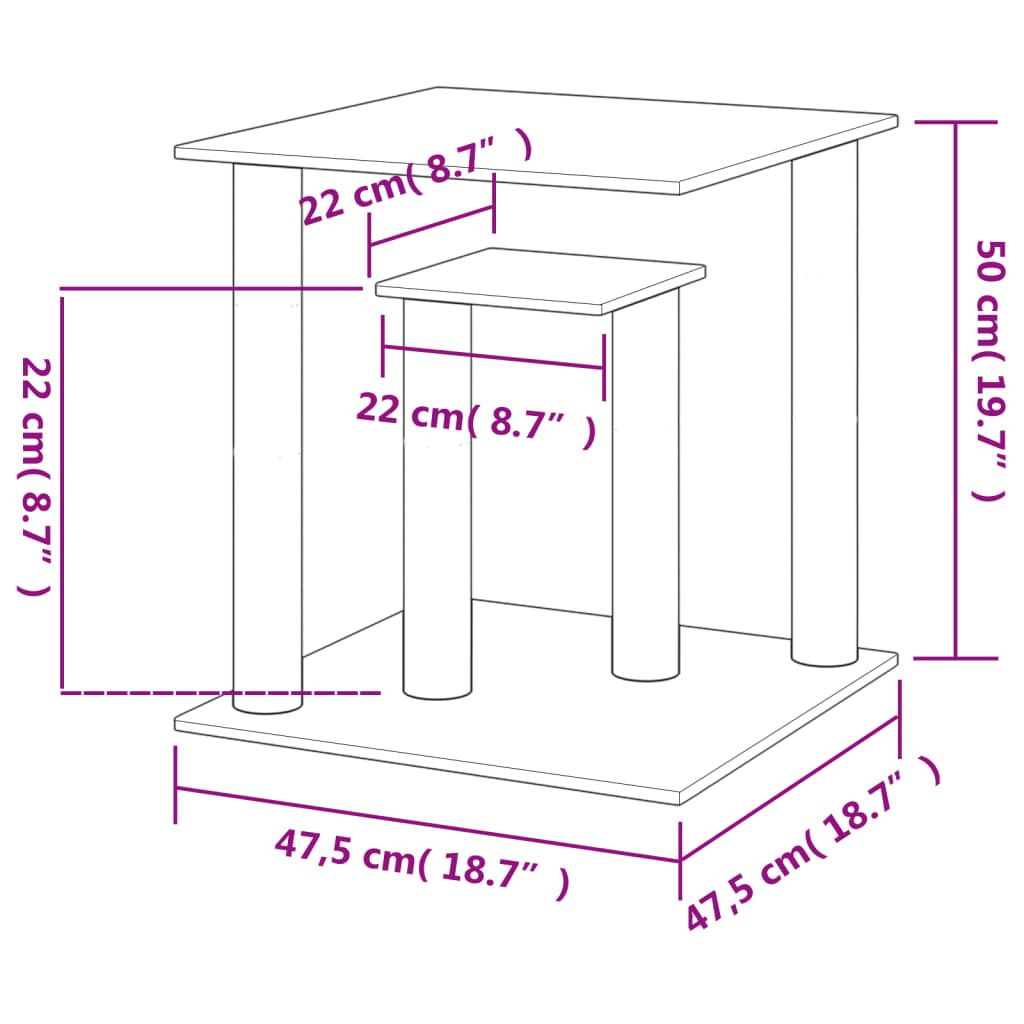 Stâlpi De Zgâriat Pentru Pisici Cu Platforme, , 50 Cm