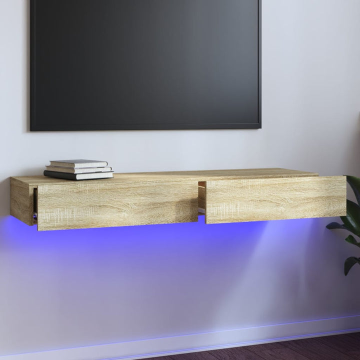 Comodă Tv Cu Lumini Led, , 60X35X15,5 Cm Stejar Sonoma