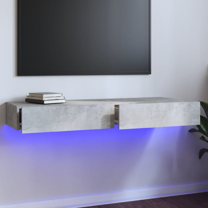 Comodă Tv Cu Lumini Led, , 60X35X15,5 Cm Gri Beton