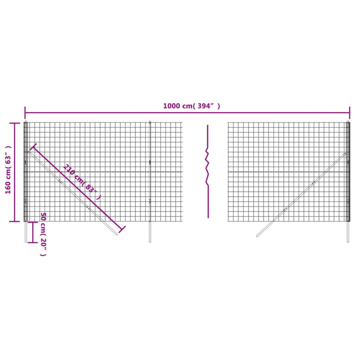 Gard Plasă De Sârmă, , 1,6X10 M, Oțel Galvanizat