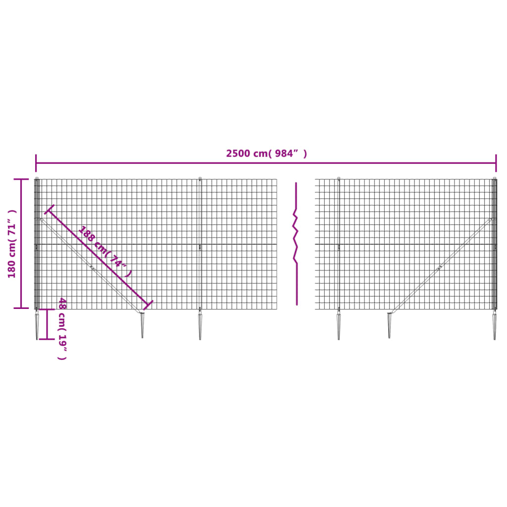 Gard Plasă De Sârmă Cu Țăruși De Fixare, , 1,8X25 M