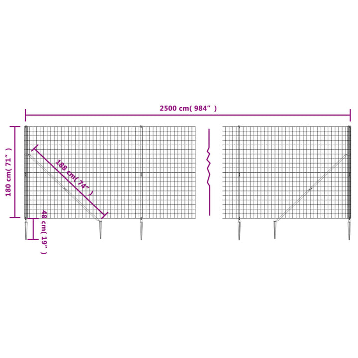Gard Plasă De Sârmă Cu Țăruși De Fixare, , 1,8X25 M
