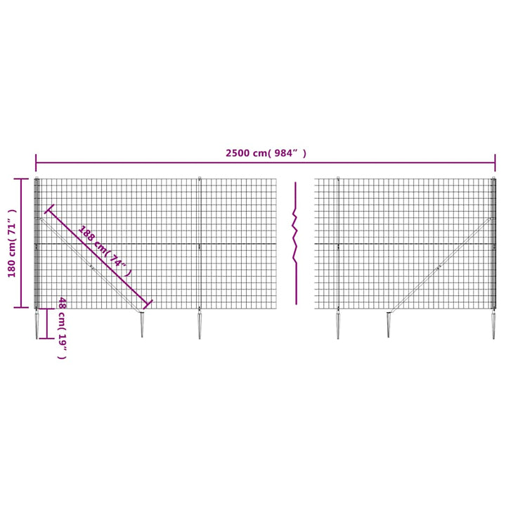 Gard Plasă De Sârmă Cu Țăruși De Fixare, , 1,8X25 M