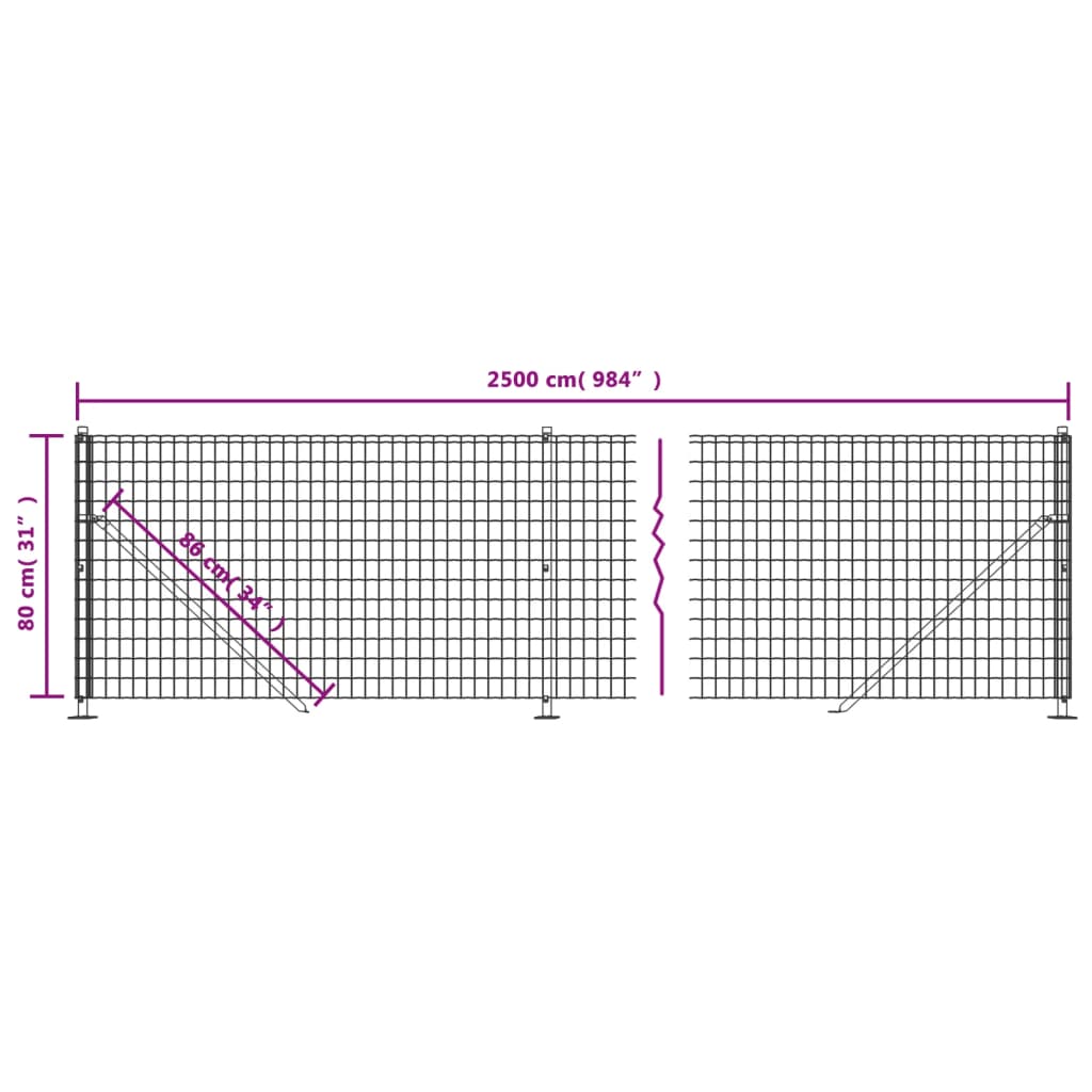 Gard Plasă De Sârmă Cu Bordură, , 0,8X25 M