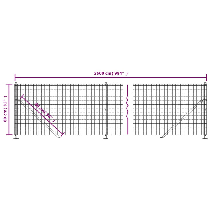 Gard Plasă De Sârmă Cu Bordură, , 0,8X25 M