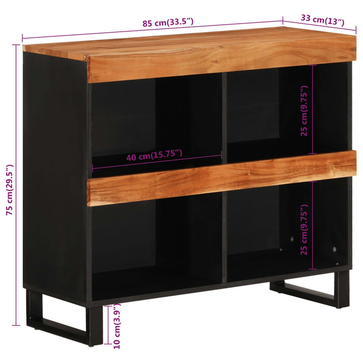 Dulap Lateral, 85X33X75 Cm Din Lemn Masiv De Acacia