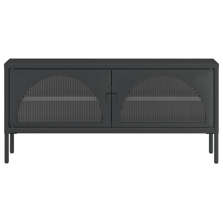 Dulap Tv, Negru, 105X35X50 Cm, Sticlă Și Oțel