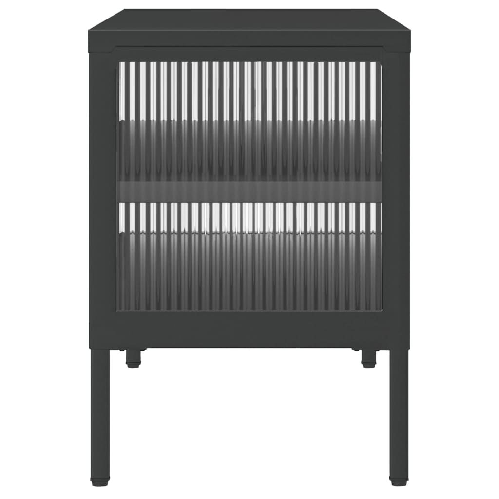 Dulap Tv, Negru, 105X35X50 Cm, Sticlă Și Oțel