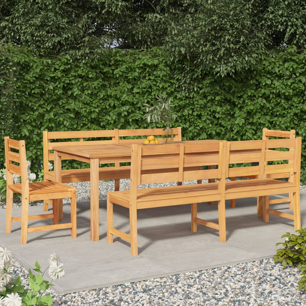 Set Mobilier De Grădină, 7 Piese, Lemn Masiv De Tec