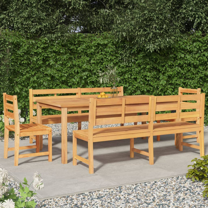 Set Mobilier De Grădină, 7 Piese, Lemn Masiv De Tec