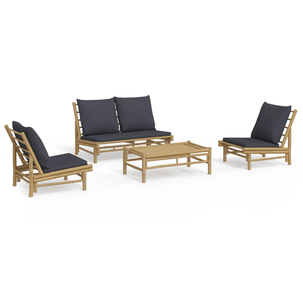 Set Mobilier De Grădină Cu Perne , 4 Piese, Bambus
