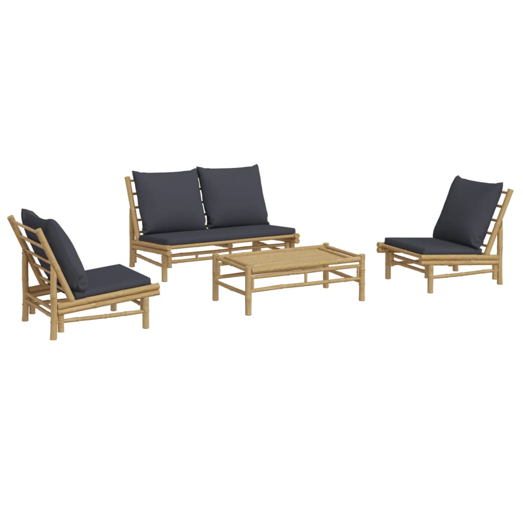 Set Mobilier De Grădină Cu Perne , 4 Piese, Bambus