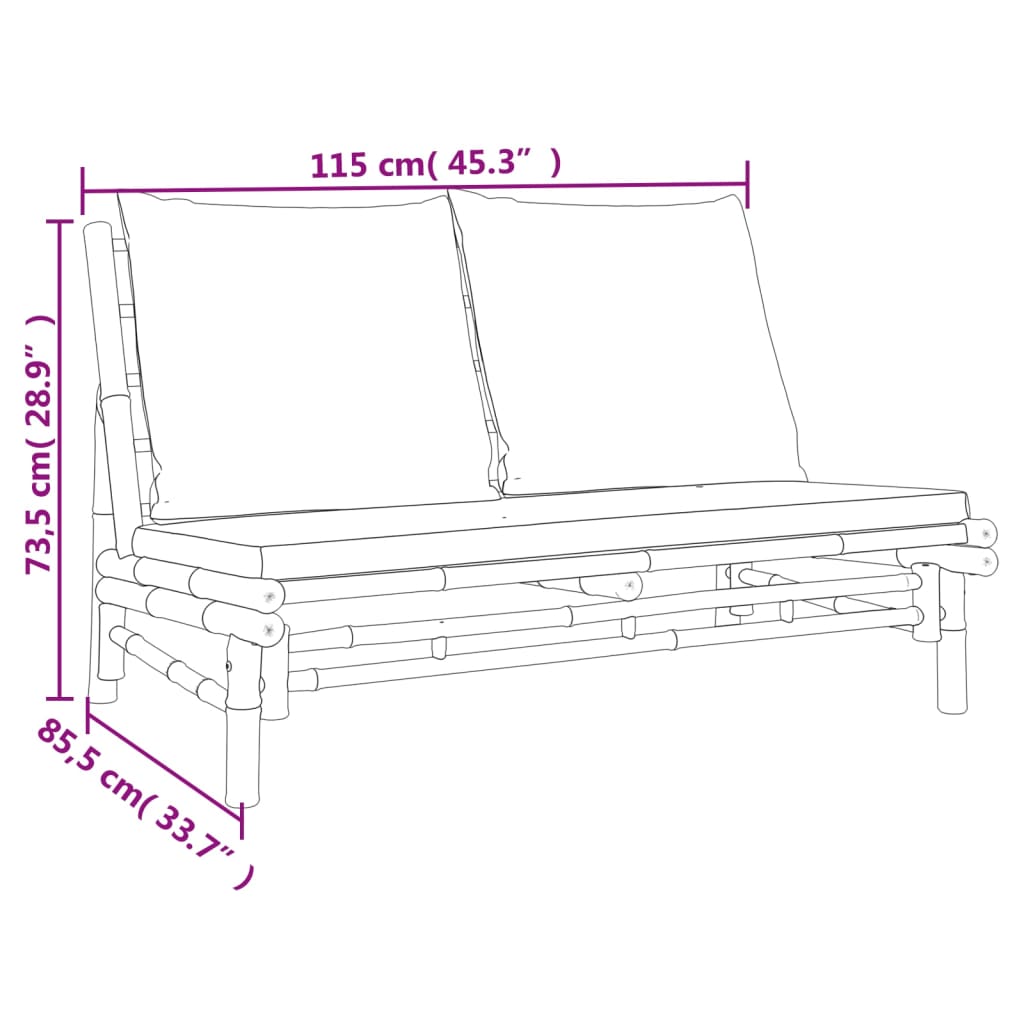 Set Mobilier De Grădină Cu Perne , 4 Piese, Bambus