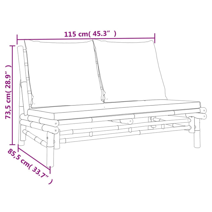 Set Mobilier De Grădină Cu Perne , 4 Piese, Bambus