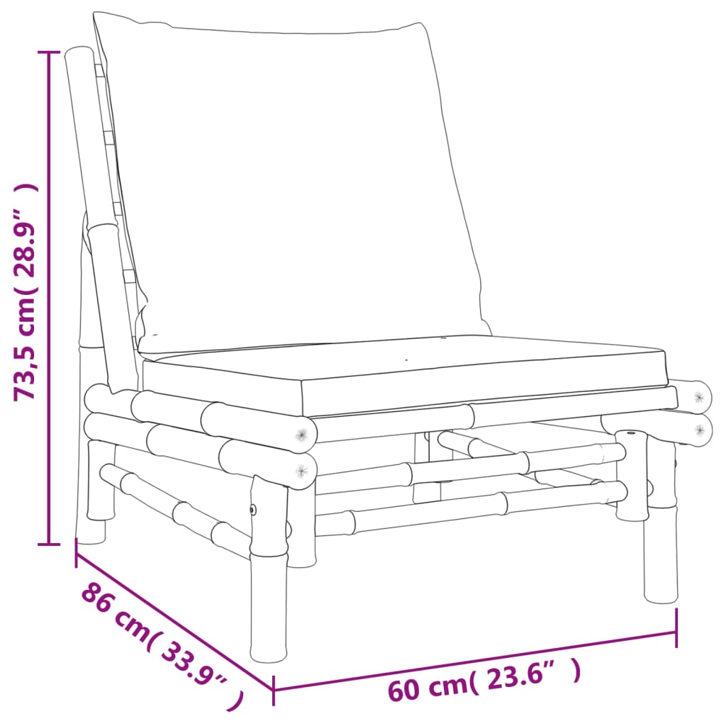Set Mobilier De Grădină Cu Perne , 4 Piese, Bambus