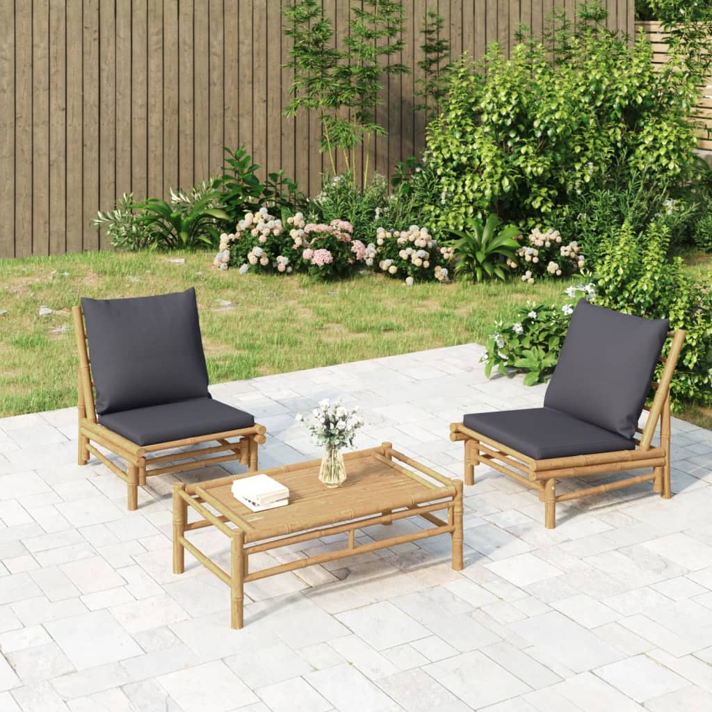 Set Mobilier De Grădină Cu Perne , 4 Piese, Bambus