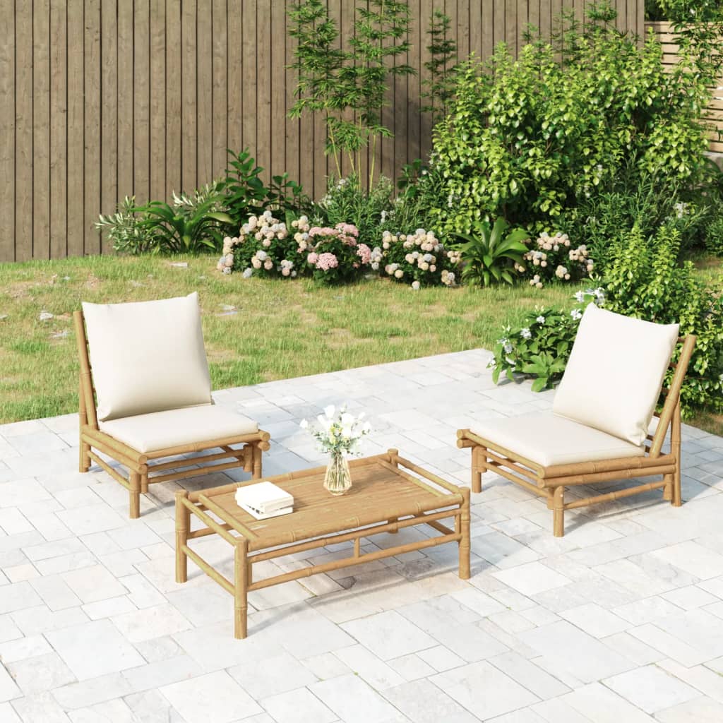 Set Mobilier De Grădină Cu Perne , 4 Piese, Bambus