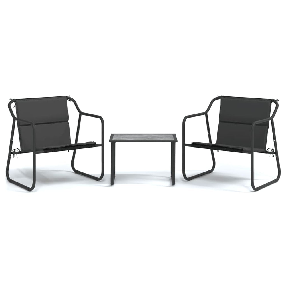 Set Mobilier De Grădină, Cu Perne, Antracit, 3 Piese, Oțel