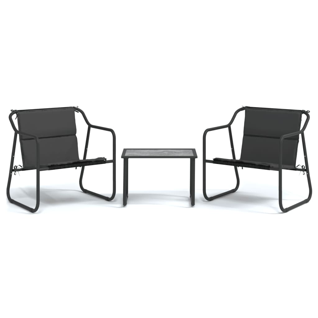 Set Mobilier De Grădină, Cu Perne, Antracit, 3 Piese, Oțel