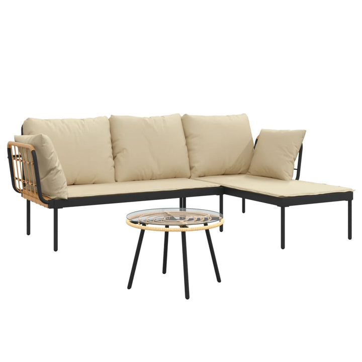 Set Mobilier De Grădină Cu Perne , 3 Piese, Poliratan