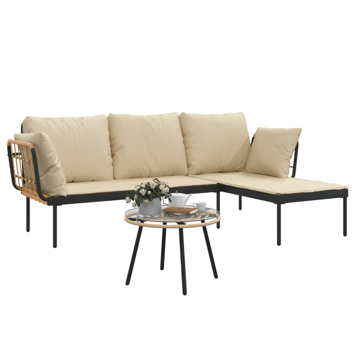 Set Mobilier De Grădină Cu Perne , 3 Piese, Poliratan