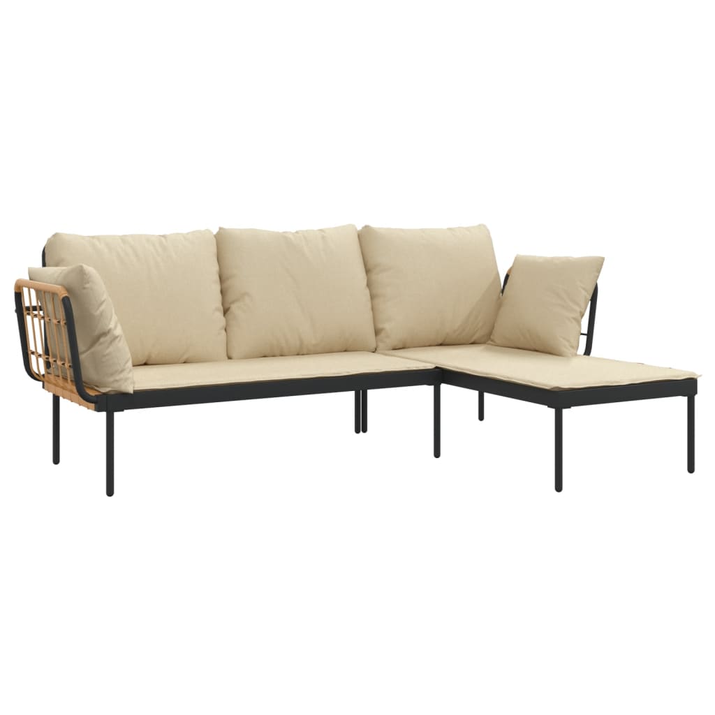 Set Mobilier De Grădină Cu Perne , 3 Piese, Poliratan