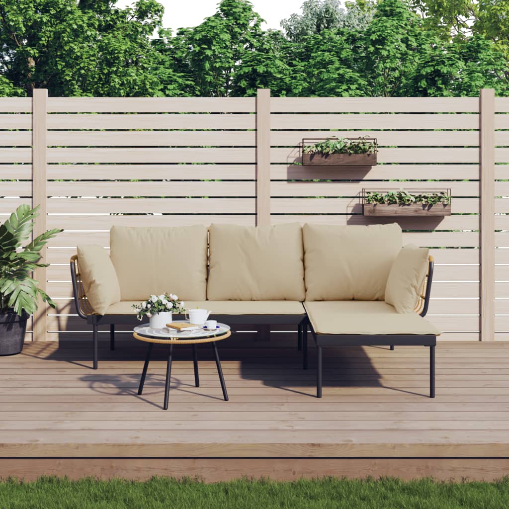 Set Mobilier De Grădină Cu Perne , 3 Piese, Poliratan