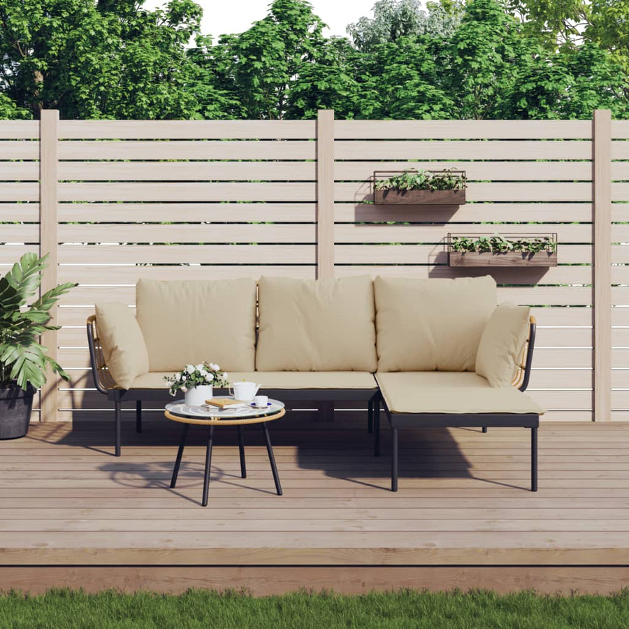Set Mobilier De Grădină Cu Perne , 3 Piese, Poliratan
