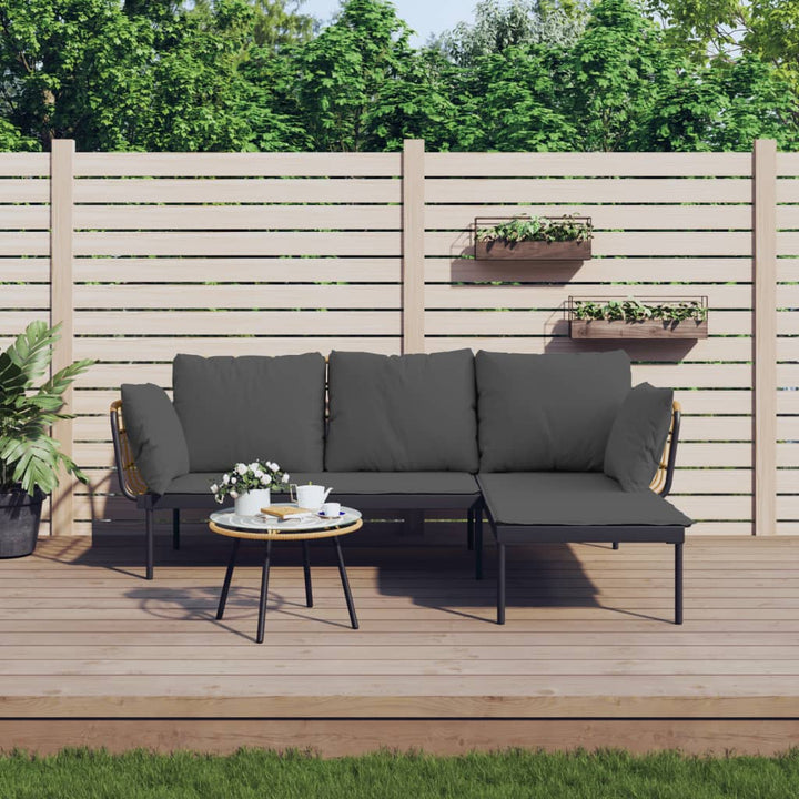 Set Mobilier De Grădină Cu Perne , 3 Piese, Poliratan