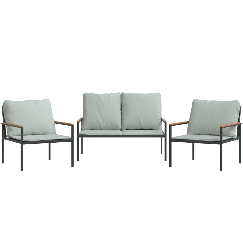 Set Mobilier De Grădină, Cu Perne, Antracit, 3 Piese, Oțel