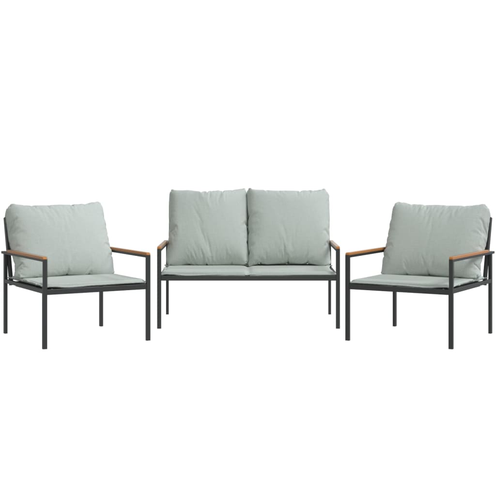 Set Mobilier De Grădină, Cu Perne, Antracit, 3 Piese, Oțel