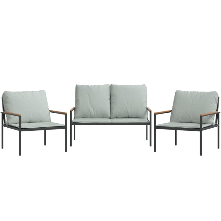 Set Mobilier De Grădină, Cu Perne, Antracit, 3 Piese, Oțel