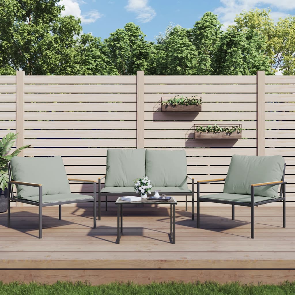 Set Mobilier De Grădină, Cu Perne, Antracit, 3 Piese, Oțel