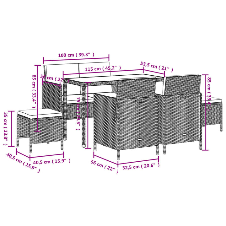 Set Mobilier Pentru Grădină, 6 Piese, Cu Perne, , Poliratan