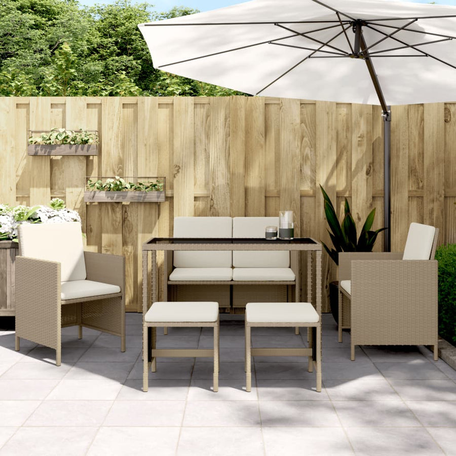 Set Mobilier Pentru Grădină, 6 Piese, Cu Perne, , Poliratan