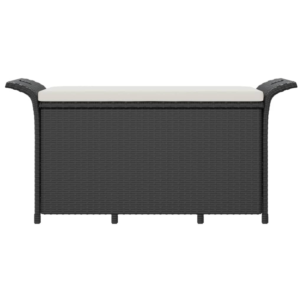 Bancă De Grădină Cu Pernă, Negru, 116X46X57 Cm, Poliratan