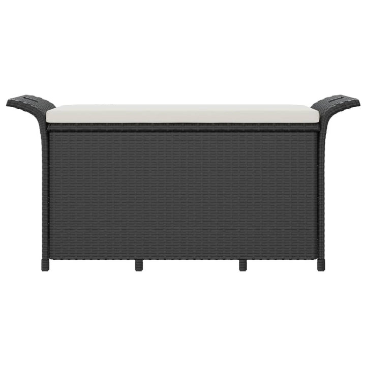 Bancă De Grădină Cu Pernă, Negru, 116X46X57 Cm, Poliratan