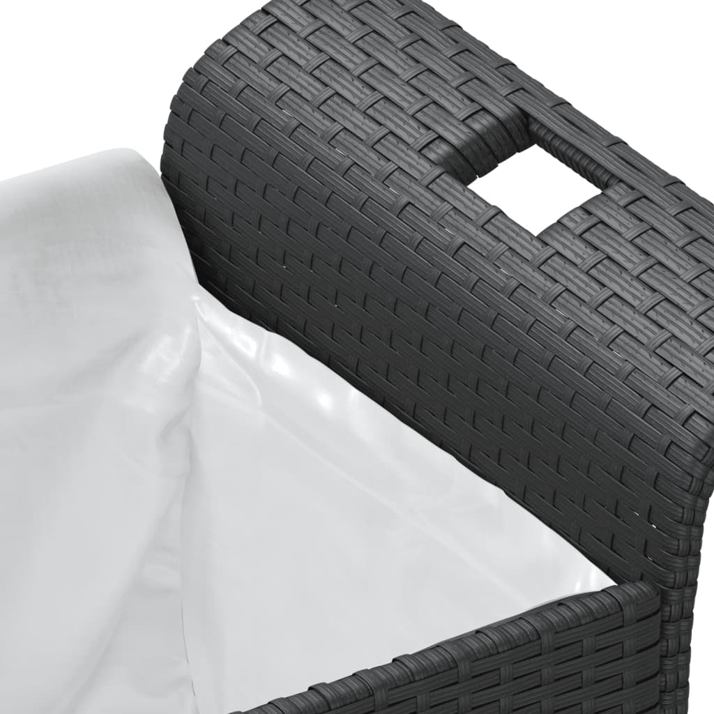 Bancă De Grădină Cu Pernă, Negru, 116X46X57 Cm, Poliratan