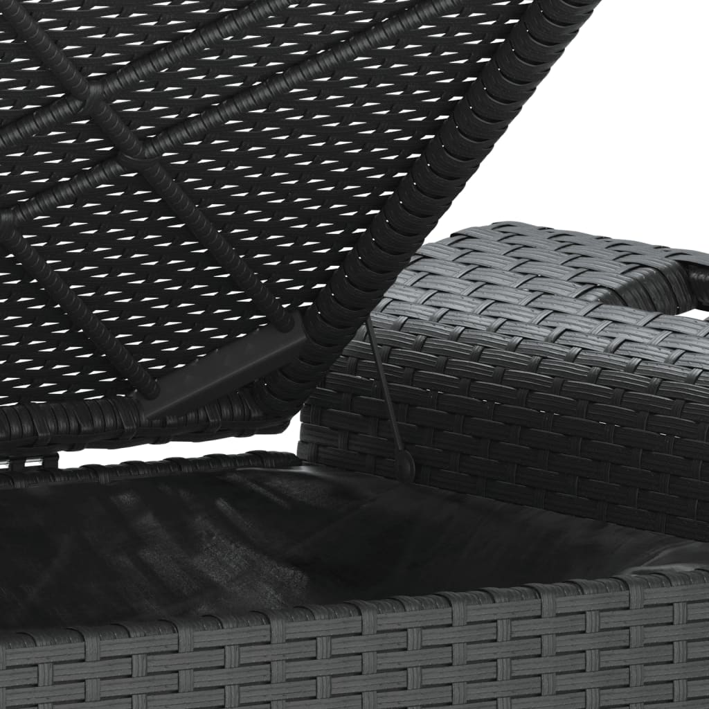 Bancă De Grădină Cu Pernă, Negru, 116X46X57 Cm, Poliratan