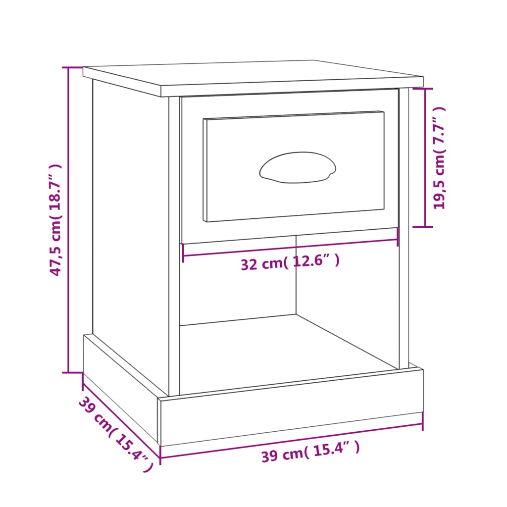 Noptiere, 2 Buc, , 39X39X47,5 Cm, Lemn Prelucrat
