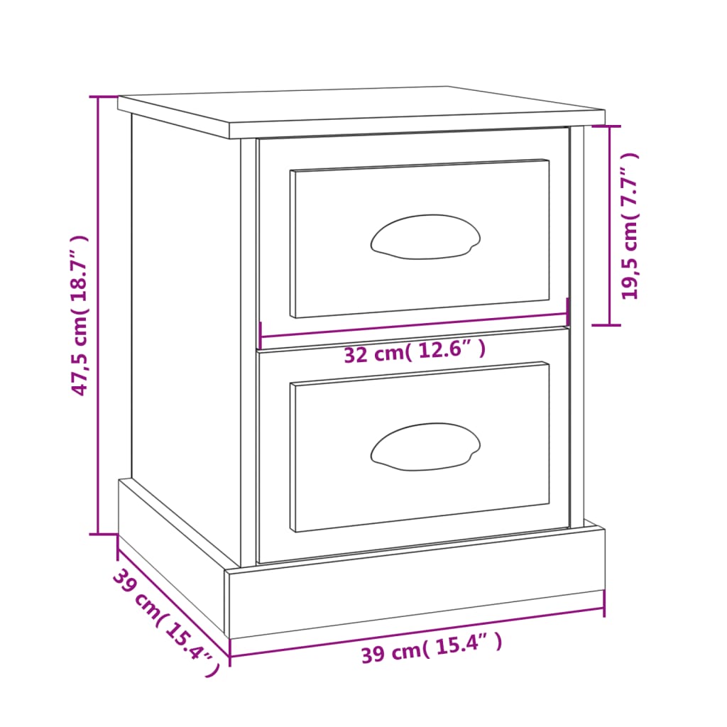 Noptiere, 2 Buc., , 39X39X47,5 Cm, Lemn Prelucrat