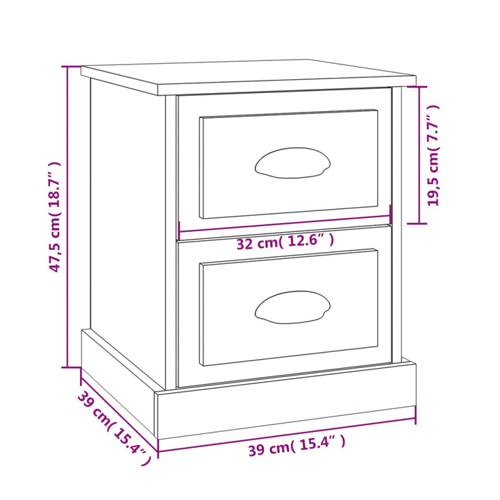 Noptiere, 2 Buc., , 39X39X47,5 Cm, Lemn Prelucrat