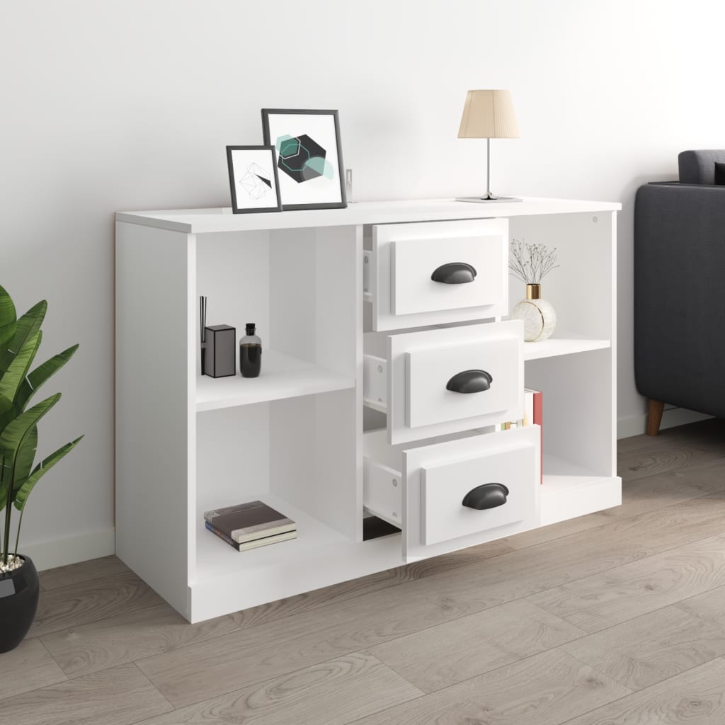 Servantă, Alb Extralucios, 104,5X35,5X67,5 Cm, Lemn Prelucrat