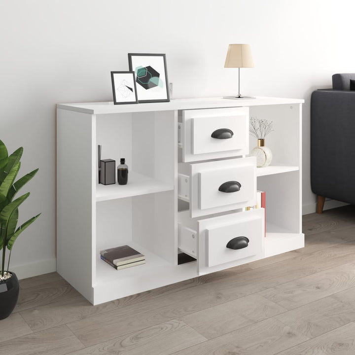 Servantă, Alb Extralucios, 104,5X35,5X67,5 Cm, Lemn Prelucrat