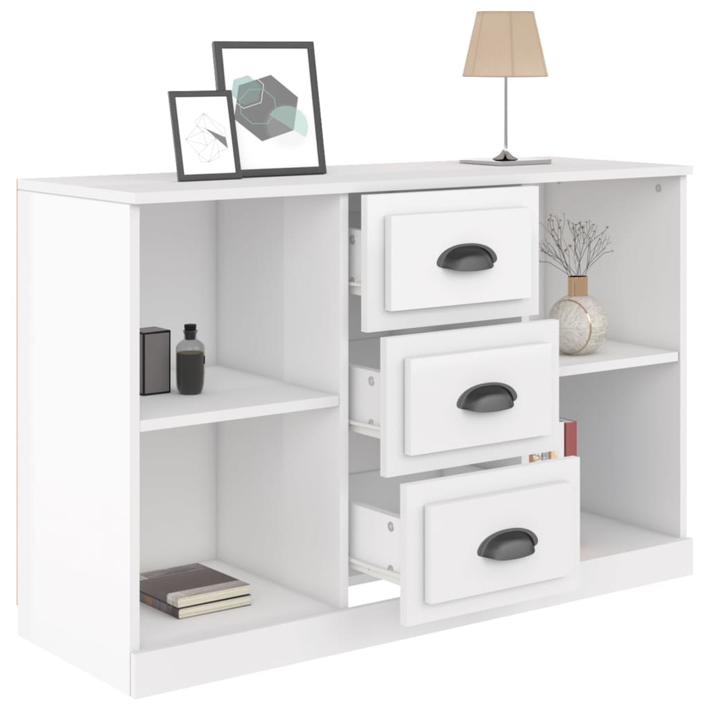 Servantă, Alb Extralucios, 104,5X35,5X67,5 Cm, Lemn Prelucrat