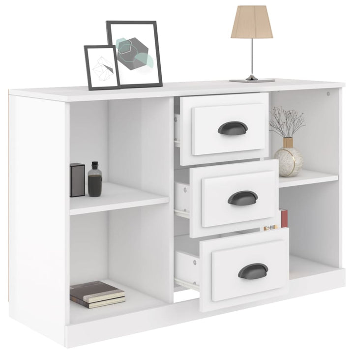 Servantă, Alb Extralucios, 104,5X35,5X67,5 Cm, Lemn Prelucrat