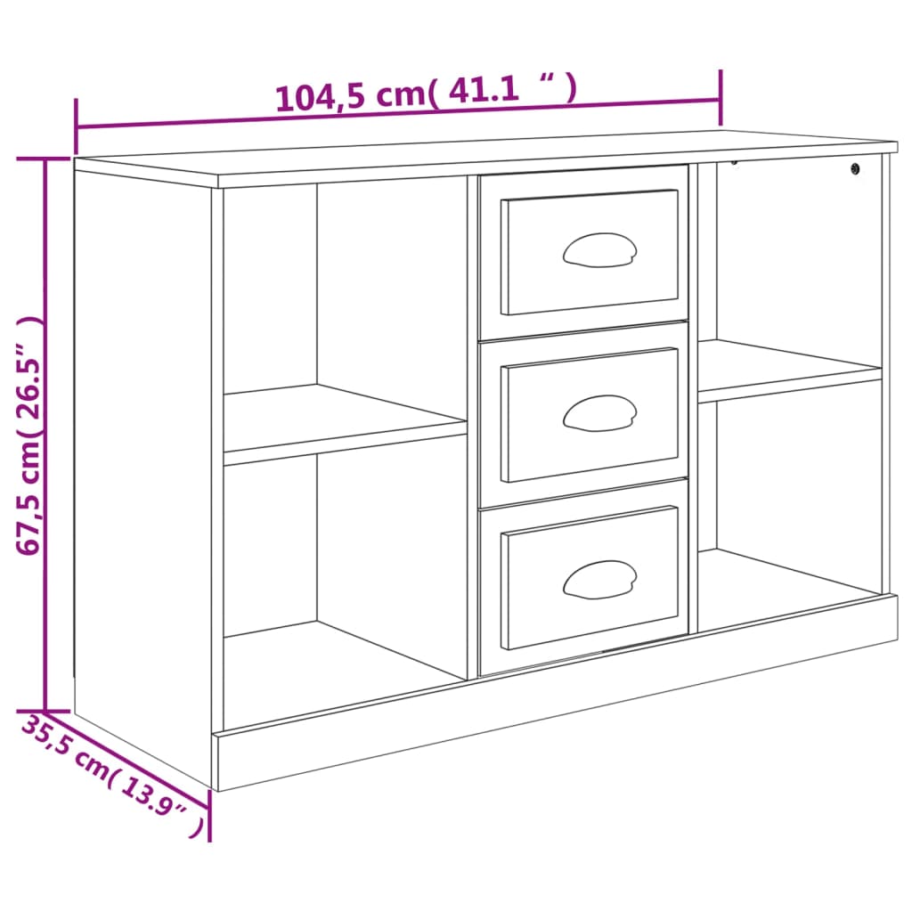 Servantă, Alb Extralucios, 104,5X35,5X67,5 Cm, Lemn Prelucrat