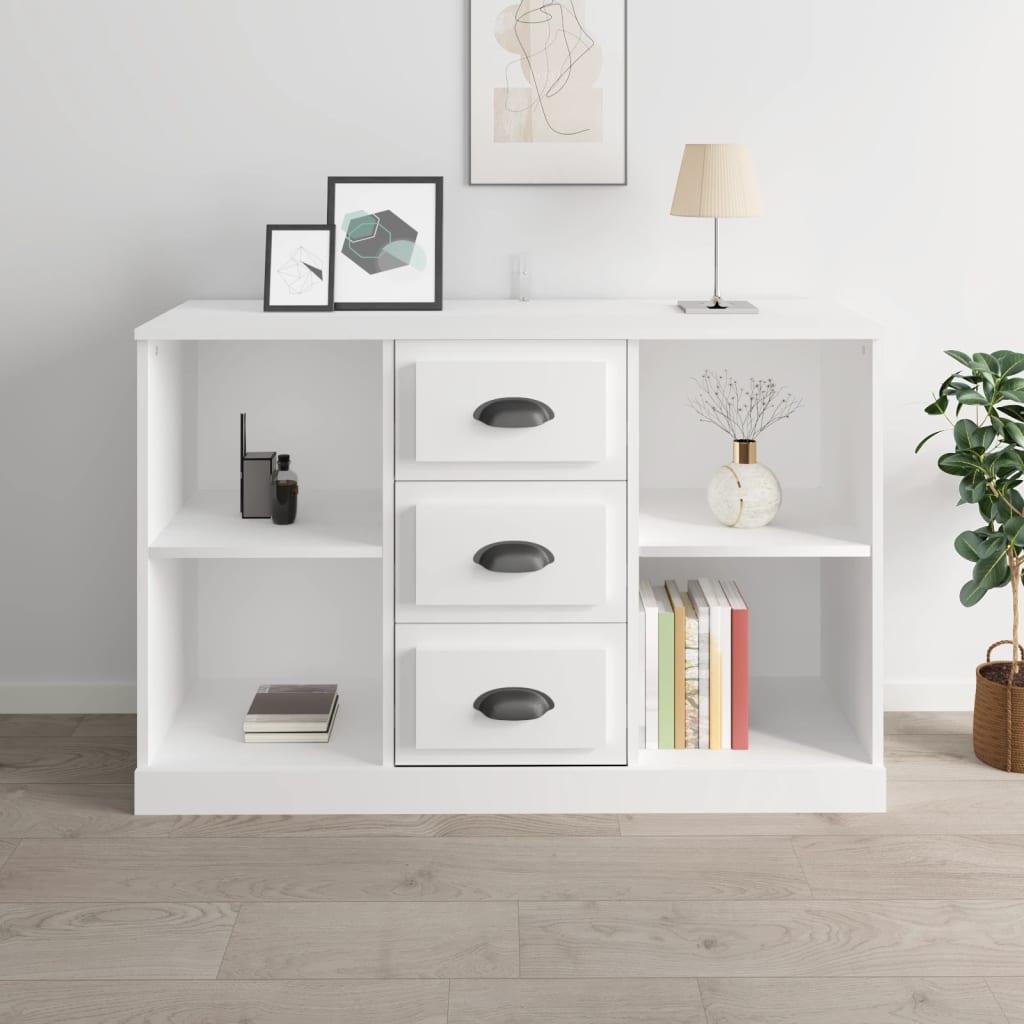 Servantă, Alb Extralucios, 104,5X35,5X67,5 Cm, Lemn Prelucrat