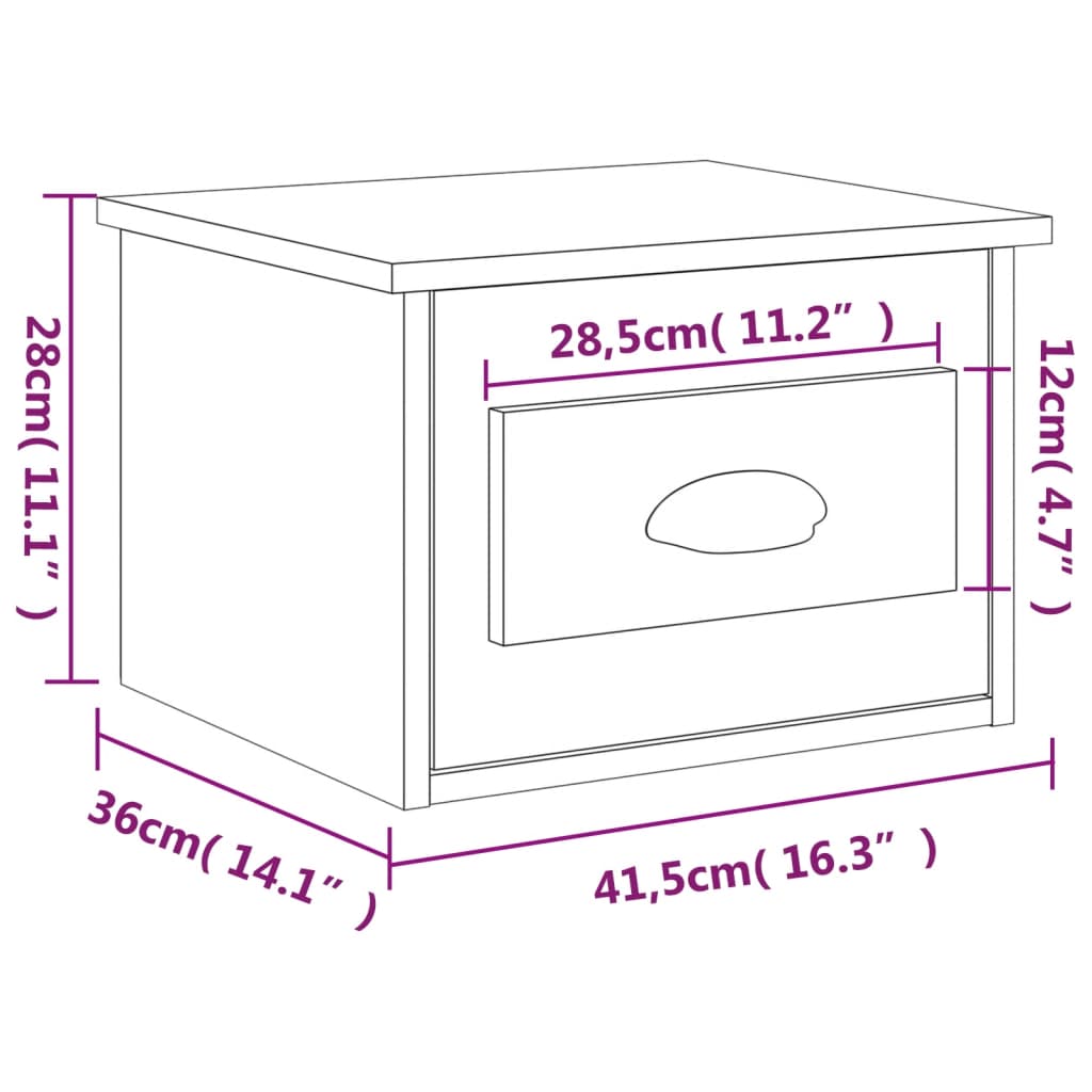 Noptiere De Perete, 2 Buc., , 41,5X36X28 Cm